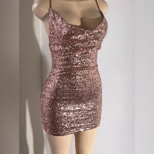 Celebrity Fashion Dress  Mini Rose Gold Size Medium NWT